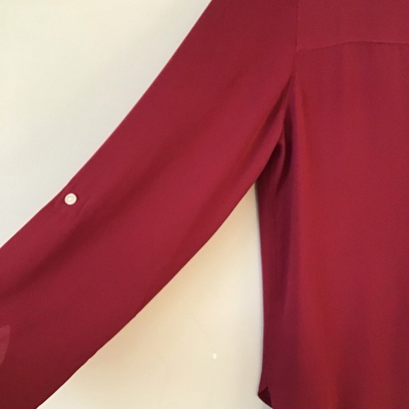 LOFT - Red long sleeve blouse scoop neck - Picture 2 of 8
